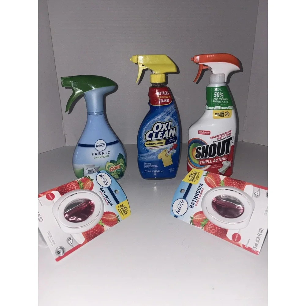 5 - Pack Cleaning Supply.  Shout - Oxi Clean - Febreze  Fabric - Air Fresher's